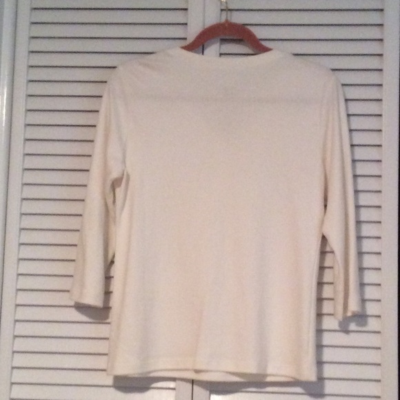 Karen Scott 3/4 Sleeve Off White Top Size MP - Picture 2 of 4